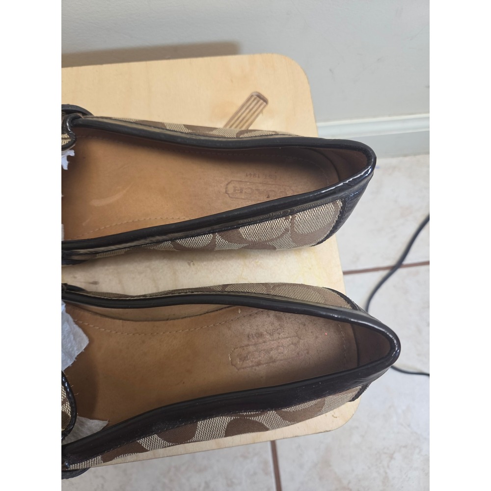 Coach Felicia Signature Monogram Loafers Brown Patent Leather Driving Mocs 7 - Picture 3 of 7